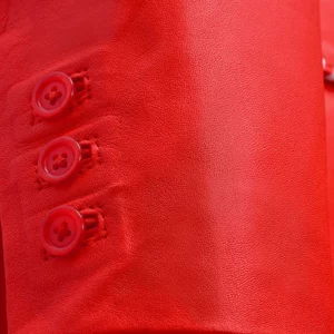 Mens White Striped Red Medieval Leather Blazer