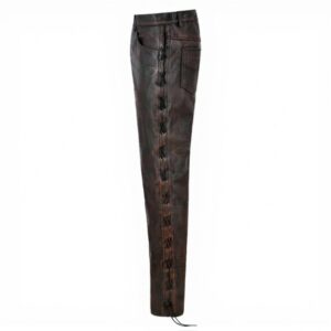 Men's Biker Laced Cowhide Leather Pant