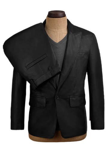 Men's Black Pure Leather Suits