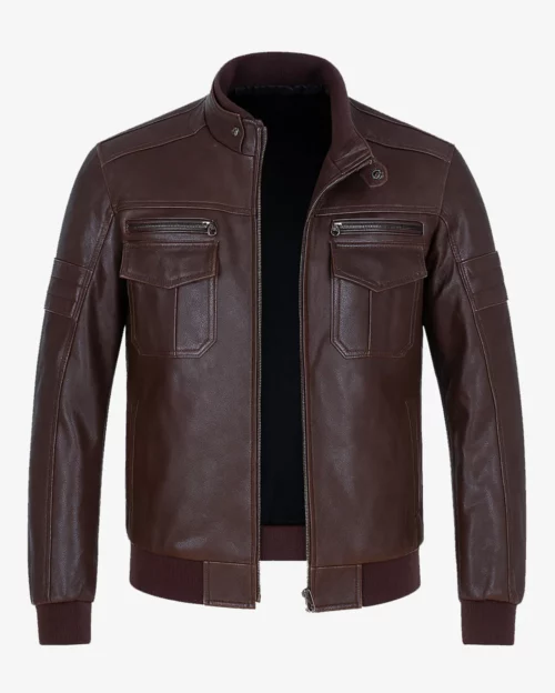 Mens Brown Leather Biker Jacket