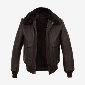 Mens Brown Shearling Bomber Leather Jacket