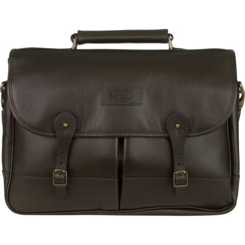 Mens Dark Brown Barbour Leather Briefcase