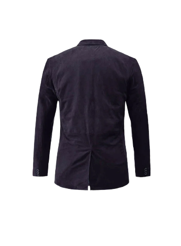 Men Dark Slate Purple Suede Leather Blazer