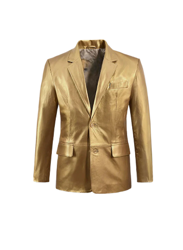 Men's Gold Leather Blazer