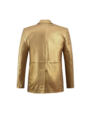Men's Gold Leather Blazer