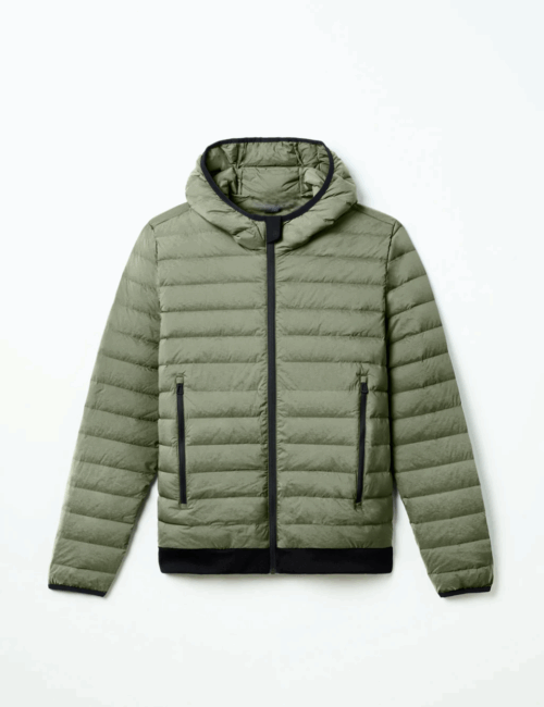 Mens Launch Full-Zip Green Hooded Jacket