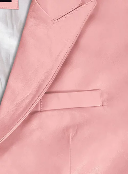 Men Light Pink Leather Blazer