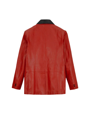 Mens Red Hampton Leather Blazer