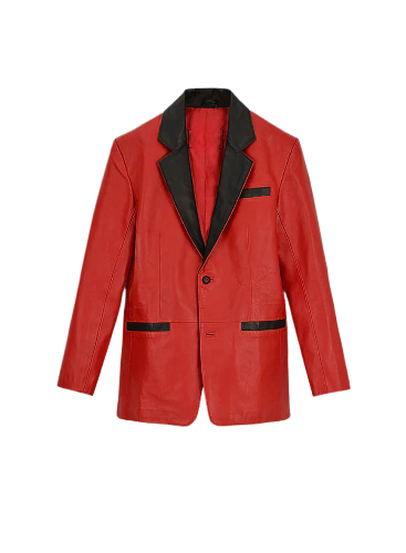 Mens Red Hampton Leather Blazer
