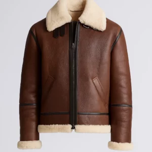 Mens Shearling Fur Bomber Leather Jacket