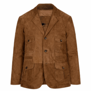Mens Soft Caramel Brown Suede Leather Blazer