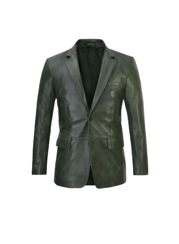 Men's Spanish Green Leather Blazer