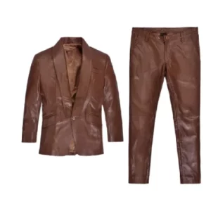 Mens Style Brown Leather Suit