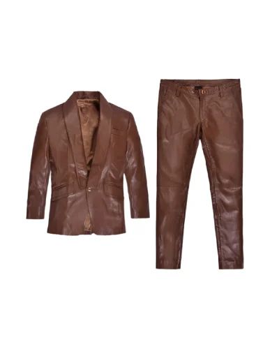 Mens Style Brown Leather Suit