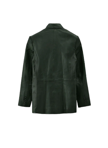 Mens Vintage Green Leather Blazer