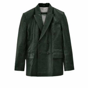 Mens Vintage Green Leather Blazer