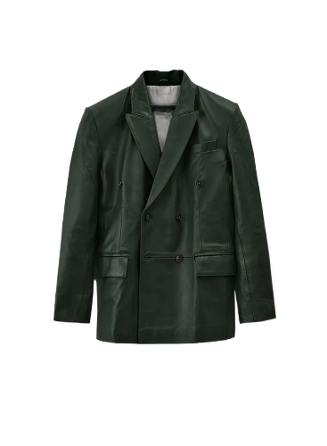Mens Vintage Green Leather Blazer