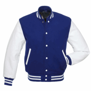 Royal Blue Wool & White Leather Varsity Jacket