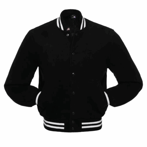 Unisex Letterman Black Wool Varsity Jacket