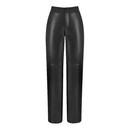 Women Premium Black Leather Trousers