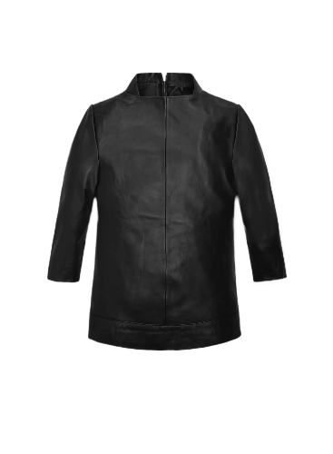 Womens Emma Stone Black Leather Top