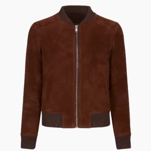 Women's Bliss Brown Suede Bomber Jacket