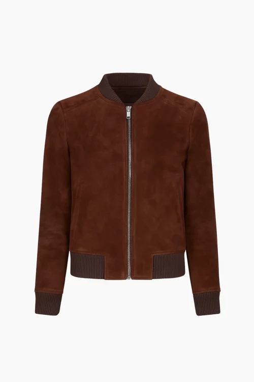 Women's Bliss Brown Suede Bomber Jacket