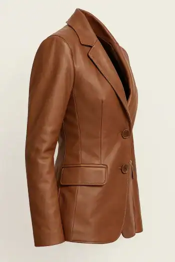 Women’s Brown Lambskin Leather Blazer