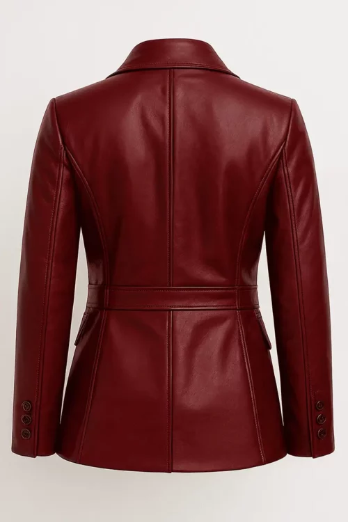 Women’s Burgundy Maroon Lambskin Leather Blazer