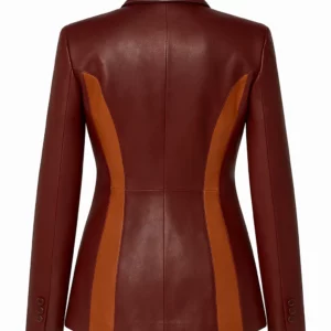 Women’s Burgundy Two Tone Lambskin Leather Blazer