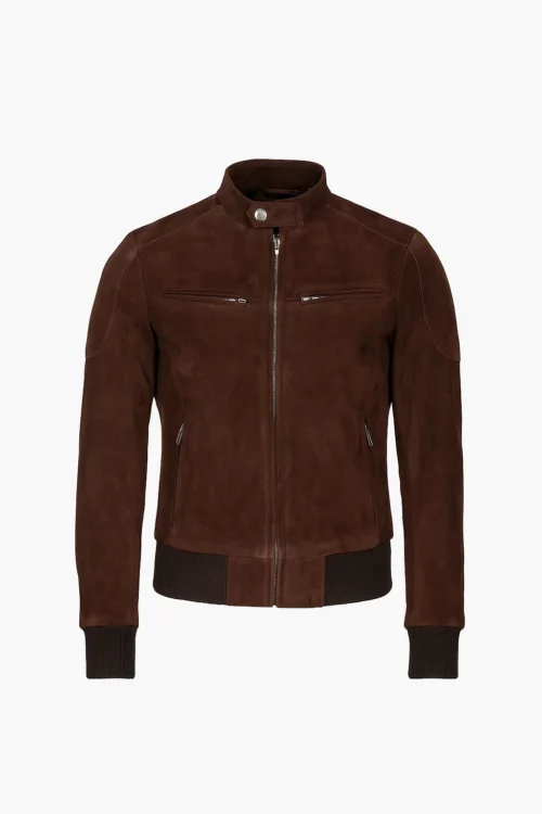 Womens Zenna Mocha Suede Bomber Jacket