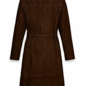 Womens Dark Brown Suede Alpine Leather Long Coat