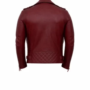 Brando Mens Real Lambskin Burgundy Leather Biker Jacket