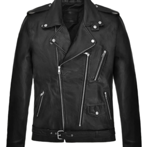Bruno Mars Black Leather Biker Jacket