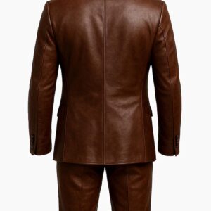 Men’s 3-Piece Dark Brown Leather Suit