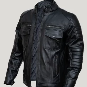 Men’s Motorcycle Black Leather Jacket