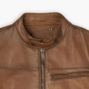 Men's Tan Walnut Roadster Leather Jacket