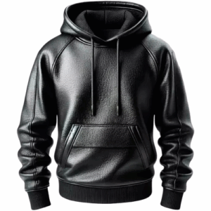 Men's Black Premium Hoodie Leather Jacket