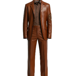 Men's Brown 2-Piece Genuine Leather Suit