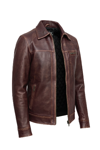 Mens Lambskin Maroon Distressed Leather Jacket