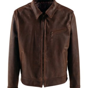 Mens Lightweight Cowhide Trucker Leather Jacket