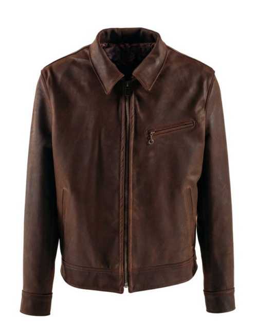Mens Lightweight Cowhide Trucker Leather Jacket