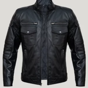 Men’s Motorcycle Black Leather Jacket