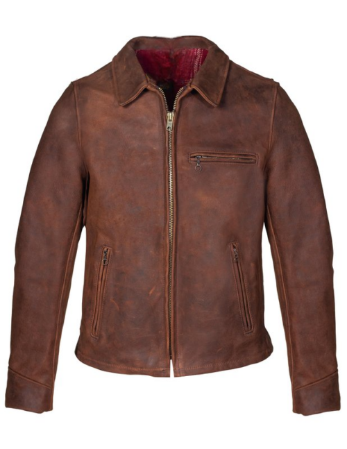 Mens Oiled Nubuck Brown Leather Jacket