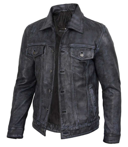 Men's Real Leather Beige Trucker Jacket | Trucker Jacket