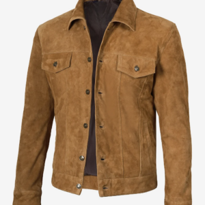 Men's Real Suede Tan Trucker Style Jacket