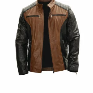 Men's Roadster Black and Brown Leather Jacket