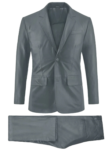 Mens Sherpa Gray Leather Suit