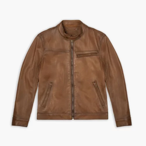Men's Tan Walnut Roadster Leather Jacket