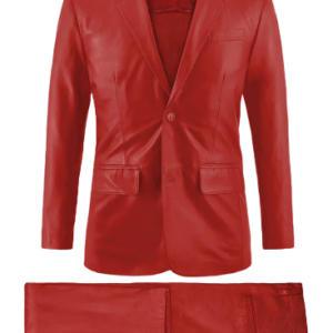 Men's Tango 2 Button Red Leather Suit